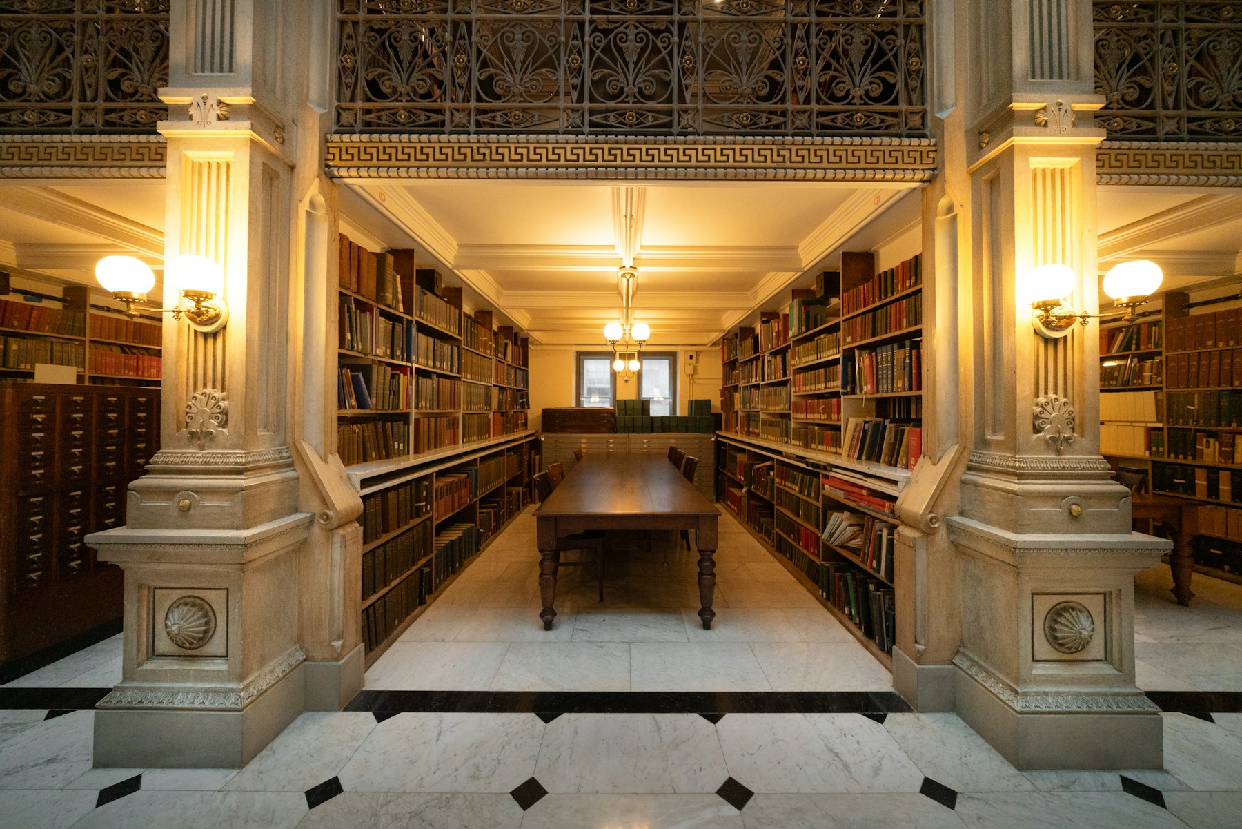 The historic book stacks inside Baltimore’s George Peabody Library
